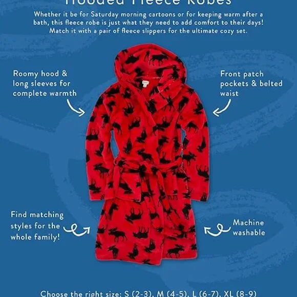 Hatley Moose Adult Fleece Robe - Picture 6 of 6